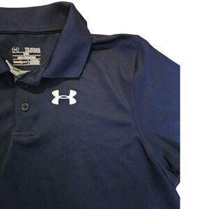 Under Armour Kids XL Navy Blue HeatGear Loose Fit Short Sleeve Polo Shirt